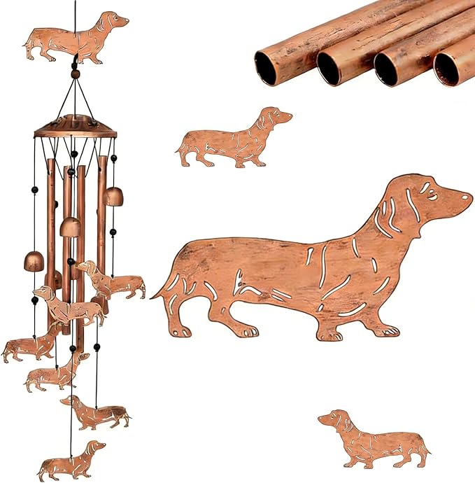 Dachshund Dog Wind Chimes for Outside, Metal Windchimes, Dachshund Dog Gifts for Women/Men, Wind Chime Garden Decor Outdoor,Memorial/Housewarming/Birthday/Festival Gifts,Yard Decoration
