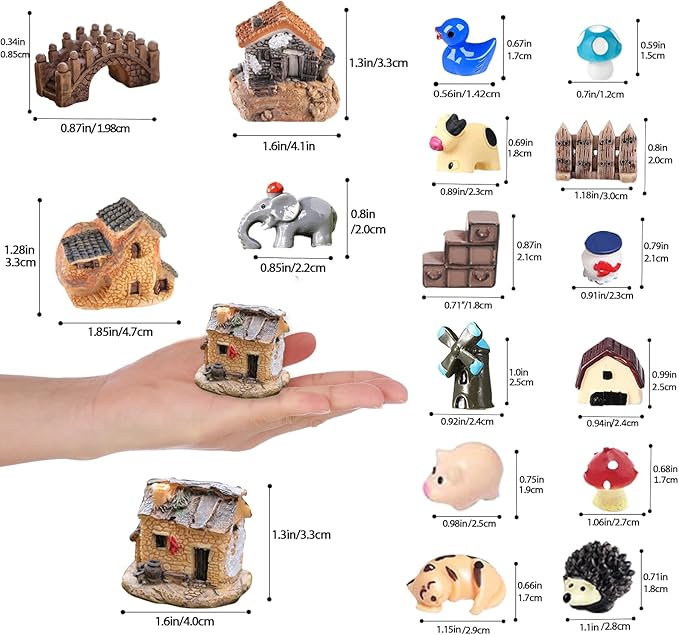 113 PCS Fairy Garden Accessories,Miniature Fairy Garden Accessories Outdoor,Fairy Garden Kit,Fairy Garden Animals, Miniature Figurines,Micro Landscape Ornaments Kit,Garden DIY Kit