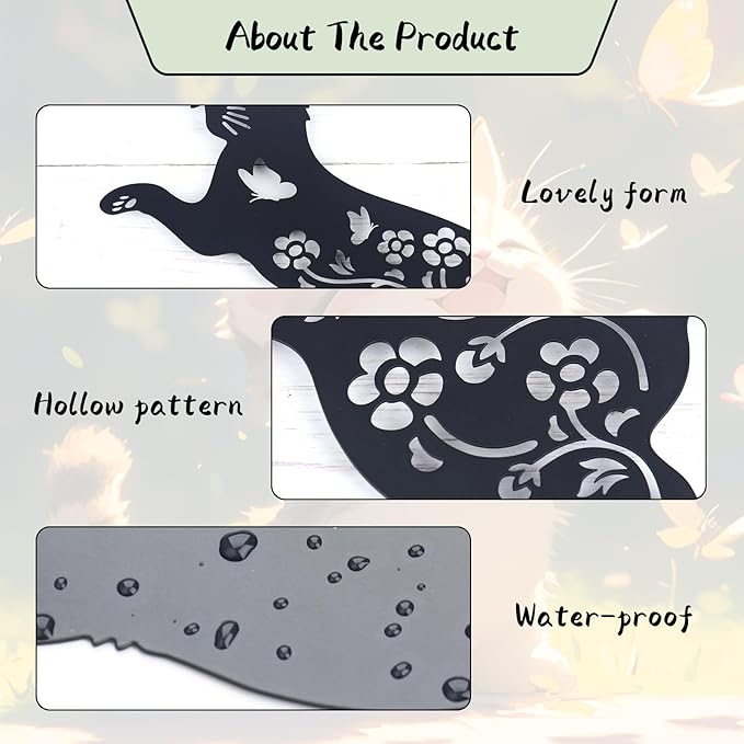 2 Pcs Black Cat Silhouette Cute Metal Cat Decor for Cat Lovers Decorative Garden Stakes for Yard Garden Lawn Outdoor Decorations (Cat)