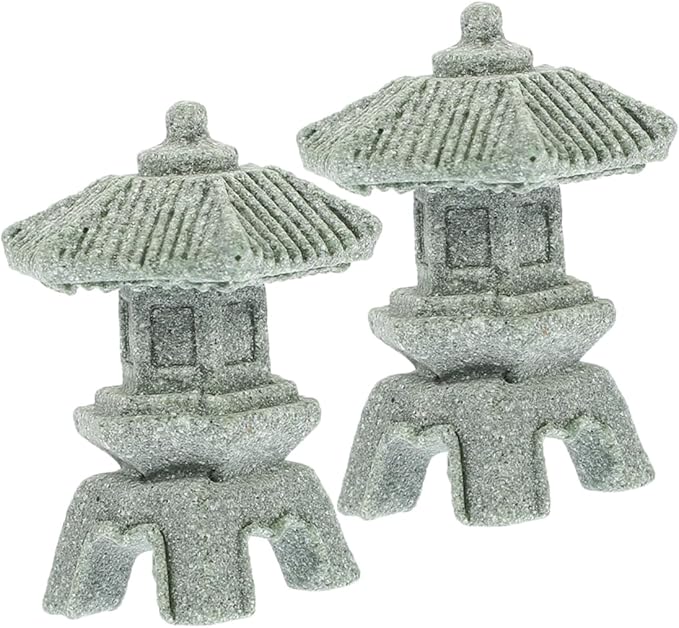 Yardwe 10pcs Stone Pagoda Statue Mini Pagoda Model Zen Sculpture Garden Ornament Home Decor