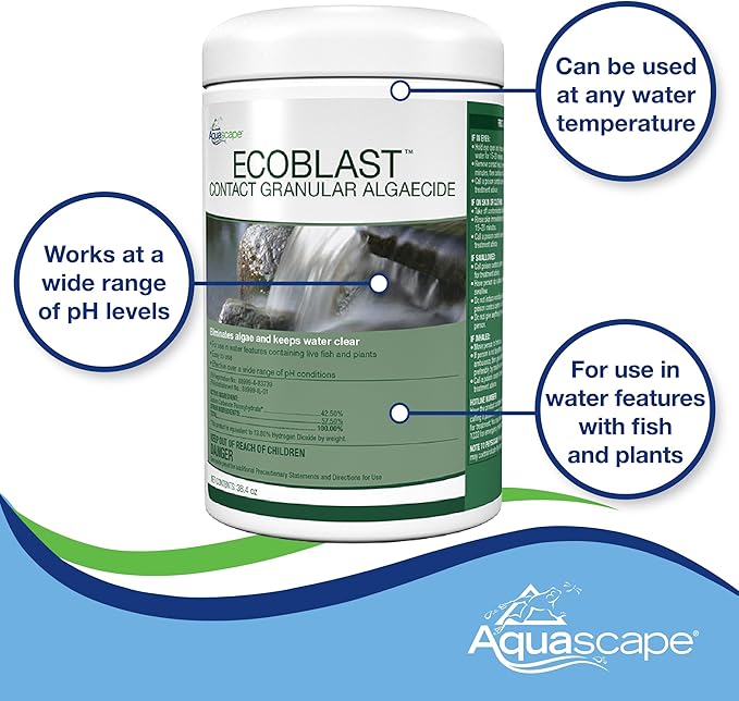 Aquascape EcoBlast Contact Granular Algaecide for Ponds, Waterfalls, Fountains, Streams, and Rocks, 8.8 oz / 250 g, 29311