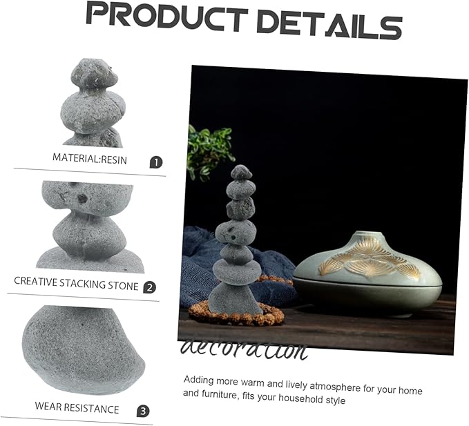 Mipcase Zen Garden Stone Decoration Fake Rock Ornament for Living Decor for Outdoor Garden Flower Pot Landscaping and Fish Tank Micro Landscape Light Grey