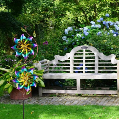 VEWOGARDEN Flower Wind Spinners Outdoor Garden Metal Stake Wind Sculptures & Spinners for Patio Yard Lawn Art Decorations, Colorful