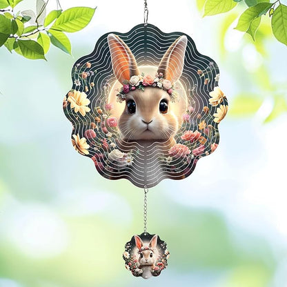 Wind Spinners Outdoor Easter Bunny, 12 inch Stainless Steel Hanging Kinetic for Yard, Garden, Outside, Patio, Outdoor - Wind Spinners Craft Decor Birthday Gifts for Women, Men, Mom and Lovers