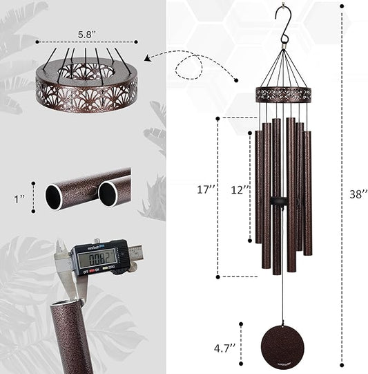 Vanquer Wind Chimes for Outside Deep Tone - 38'' Wind Chimes Outdoor Clearance, Deep Tone, Soothing, Windchimes Outdoors, Memorial, Sympathy, Garden Patio Yard, Home Décor (38" Bronze)