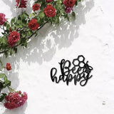 CREATCABIN Bee Happy Metal Wall Art Decor Wall Sculpture Hanging Decoration Sign Iron Outline Wall Art Black Rustic Decor Ornament Wall for Garden Indoor Outside Living Room Home Office 12 x 8.7Inch