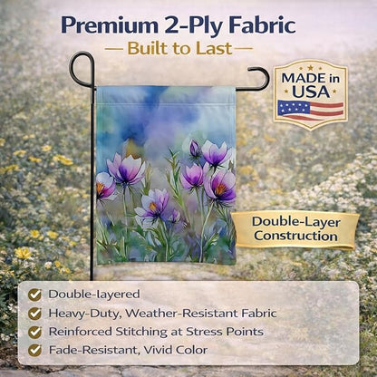 Caroline's Treasures South Dakota Pasque Flowers in Watercolor Garden Flag Mailbox Flag Decorative Yard Flag Banner Outside Patio Artwork Yard Flower Beds, Garden Size, Multicolor