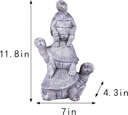 Outdoor Turtle Statues, Resin Home Decor, Cute Decorations, The Perfect Garden Gift and Yard Decor for Three Turtles Large Size: 11.8 inches