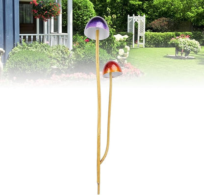 Diydeg Mushroom Garden Statue, Iron Construction Bright Colors Colorfast Mushroom Decor Simulated Mushroom Effortless Assembly Garden Decor Mushroom for Garden, Lawn