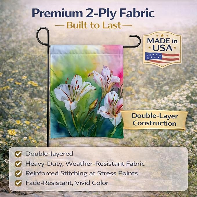 Caroline's Treasures Utah Sego Lilies in Watercolor Garden Flag Mailbox Flag Decorative Yard Flag Banner Outside Patio Artwork Yard Flower Beds, Garden Size, Multicolor