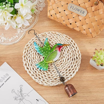 WADORN Metal Hummingbird Wind Chimes, Funny Birds Wind Bells Lucky Hummingbird Hanging Windchimes Garden Decorations for Indoor Outdoor Yard Patio Home Garden Balconies Ornament Housewarming Gifts