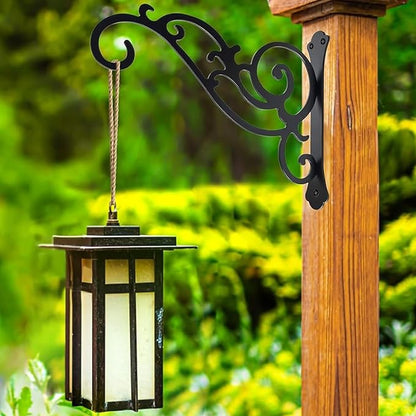 2 Pcs Hanging Plant Bracket Wall Hook Hanging Plant Brackets 8-Inch Black Iron Plants Indoor/Outdoor Planter Hangers Hooks for Hanging Lanterns,Bird Feeders,Wind Chimes