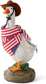 12" Real Farm Porch Goose Statue, Resin Yard Duck, Whimsical Outdoor Decor, Perfect for Garden, Patio, Backyard - Durable & Weather-Resistant, Accessorize with Cowboy Hat and Funny Scarf