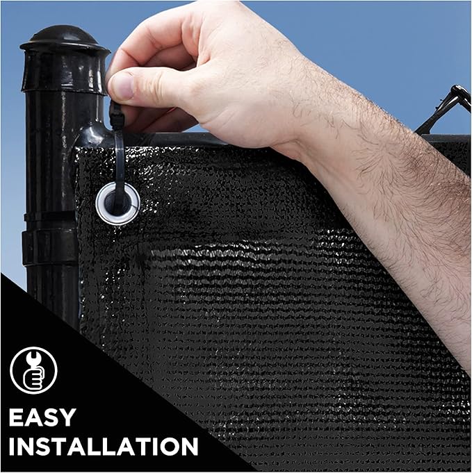 Boen - Backyard Privacy Screen Fence Covering 6' x 25' - Black - Instant Outdoor Privacy Fence Screen for Any Metal, Chain Link, Wood Panels or Plastic Fencing - Shade & Block Wind Privacy Wall