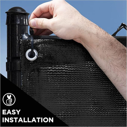 Boen - Backyard Privacy Screen Fence Covering 5' x 50' - Black - Instant Outdoor Privacy Fence Screen for Any Metal, Chain Link, Wood Panels or Plastic Fencing - Shade & Block Wind Privacy Wall