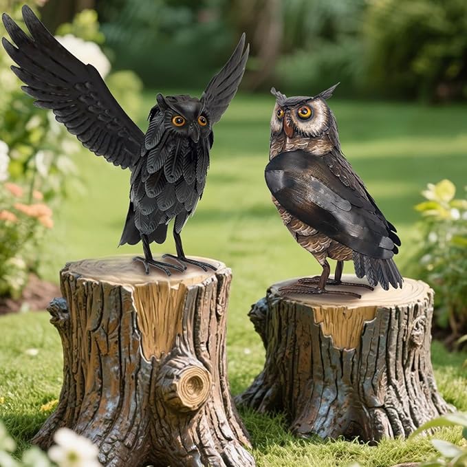 Natelf Garden Owl Sculptures & Statues, Standing Metal Bird Yard Art Sculpture for Patio Backyard Pond Outdoor Decorations