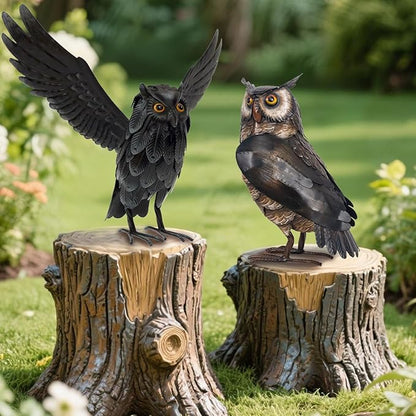 Natelf Garden Owl Sculptures & Statues, Standing Metal Bird Yard Art Sculpture for Patio Backyard Pond Outdoor Decorations