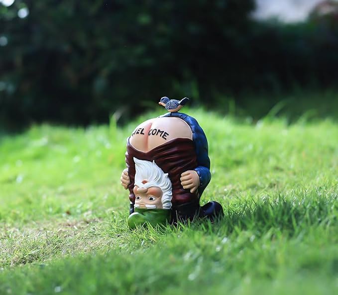 Garden Gnome Statue, Garden Decor,Gnomes Decorations for Yard, Funny Bird Welcome Figurines for Outdoor Patio, Lawn, Yard Art Decoration