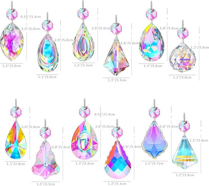 KANPURA 12 Pcs Crystal Sun Catcher, Hanging Ornament Crystals Prism Rainbow Maker for Home,Office,Garden Christams Decoration(Colorful)