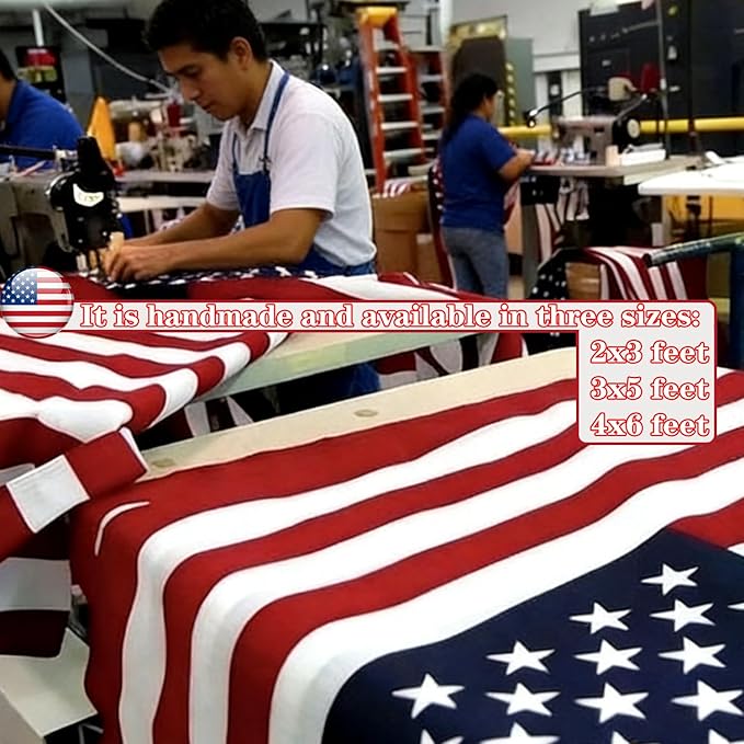 American Flag 3x5 Ft, Multipurpose Heavy Duty US Flag, 4 Brass Grommets, Handmade Embroidered Stars & Sewn Stripes, UV Resistant Outdoor Flag, Indoor Wall Hanging for Bedroom, Patio, Porch