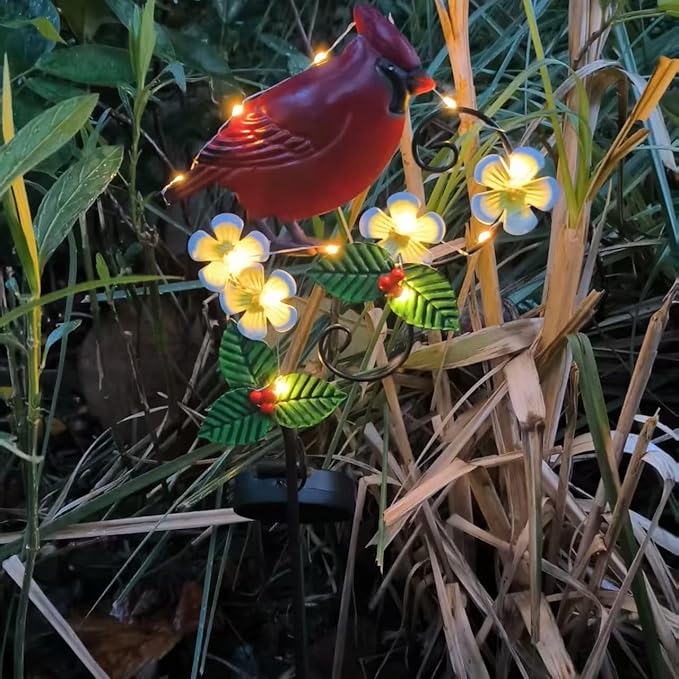 Grave Decorations for Cemetery 34 inch Cardinal Decor Cardinal Solar Light Cemetery Decorations for Grave Cardinals Gifts Decorative Garden Stakes