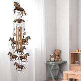 Horses Wind Chimes for Garden/Home/Balcony/Lawn/Tree/Yard/Indoor/Outside Decoration, Retro Wind Catcher, Bronze Horse Decor, Blessing Wind Bells, Memorial WindChimes Gifts for Mom, Grandma, Woman
