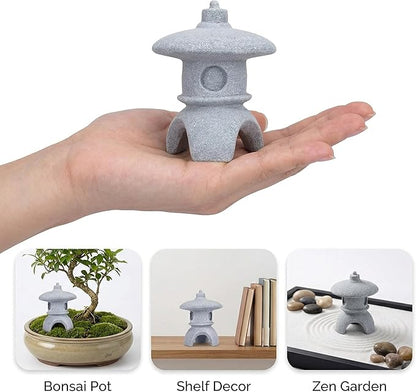 I-MART Pagoda Garden Statue, 3.5 Inch Mini Japanese Garden Decor, Small Stone Pagoda for Bonsai Decorative Accessories, Zen Garden Decor, Asian Miniature Statue for Terrarium Micro Landscape