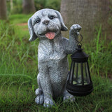 Dog Statue Garden with Solar Lantern - Ideal Gifts for Outdoor Patio, Figurine for Dogs – Gift for Mom, Grandma, Dog Lovers,Birthdays Housewarming Present