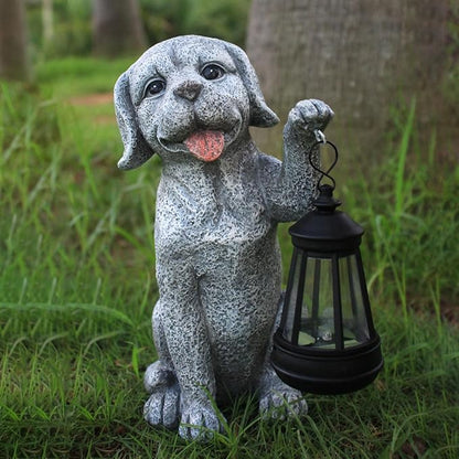 Dog Statue Garden with Solar Lantern - Ideal Gifts for Outdoor Patio, Figurine for Dogs – Gift for Mom, Grandma, Dog Lovers,Birthdays Housewarming Present