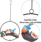 Zerodis Hanging Birds Statue Exquisite Decoration with Iron Ring Perfect for Garden and Patio Decor (Green Yellow) (Green Yellow) (Red Blue)