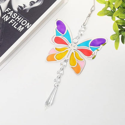 Wind Spinner Suncatcher Colorful Butterfly for Outside Durable 3D Stainless Steel Wind Pendant Hanging Art Ornaments for Garden Yard Balcony Decor