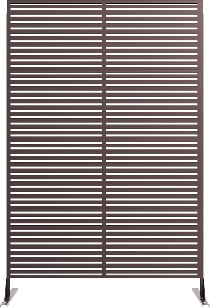 Garveelife Metal Privacy Screen 72" H×47" W for Outdoor Freestanding Decorative Privacy Wall Panels with Stand, Patio Balcony Screens for Outside Divider Deck Porch Garden, 1PC