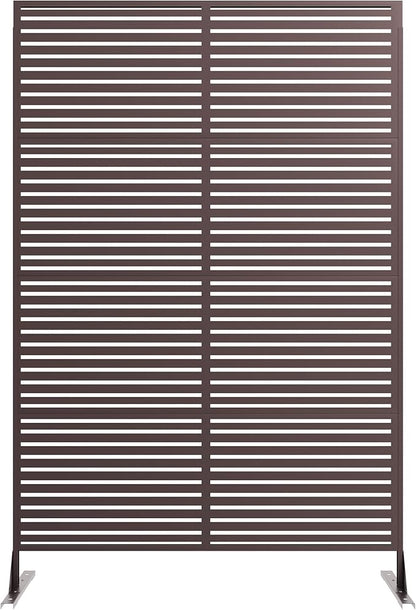 Garveelife Metal Privacy Screen 72" H×47" W for Outdoor Freestanding Decorative Privacy Wall Panels with Stand, Patio Balcony Screens for Outside Divider Deck Porch Garden, 1PC