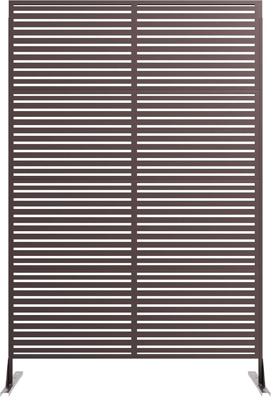 Garveelife Metal Privacy Screen 72" H×47" W for Outdoor Freestanding Decorative Privacy Wall Panels with Stand, Patio Balcony Screens for Outside Divider Deck Porch Garden, 1PC