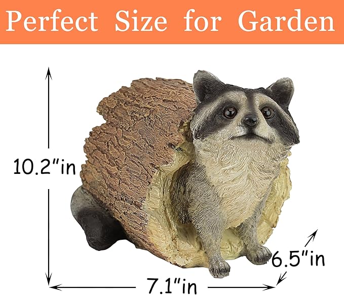 Teaeeno Garden Raccoon Decor Outdoor Animal Statue,Raccoon Decoration Large Lawn Ornament,Garden Animal Rustic Decor,Outdoor Decor Yard Lawn Home Decoration Yard Art,Outdoor Raccoons Gifts