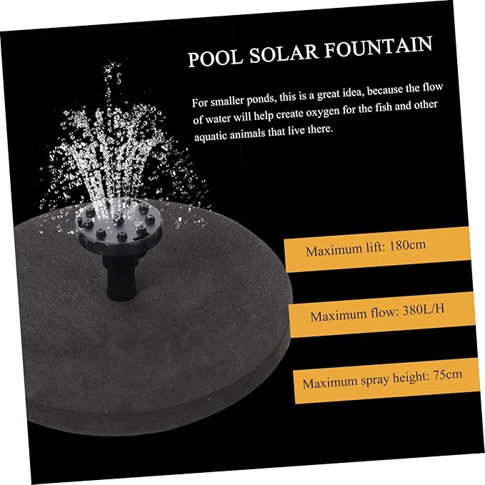 POPETPOP Solar Fountain Set Solar-powered Outdoor Water Pump 380l/h Durable Easy to Clean