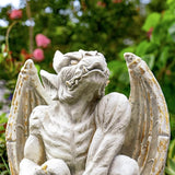Zaer Ltd. Set of 2 Gothic Gargoyle Garden Statues, 28.4 Inch Tall Outdoor Sculptures (Distressed Gray)