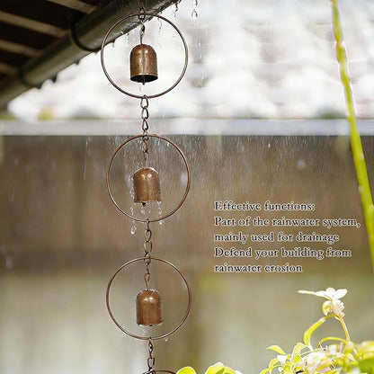 47 Inch Hanging Rain Chain - Metal Rain Chime with Bell Shape for Gutter Drainage, Decorative Outdoor Rain Bell for Garden Patio Balcony