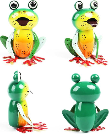 Cruis Cuka Metal Garden Decor Yard Art for Outside Set of 2 Cute Frogs Lawn Patio Ornaments Backyard Decorations Garden Gifts - (Yellow,Green)