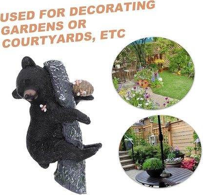 Yardwe Resin Bear Sculpture for Outdoor Decor Unique Tree Animal Figurine Durable Garden Ornament Versatile Hanging Table Display for Animal Lovers and Nature Enthusiasts