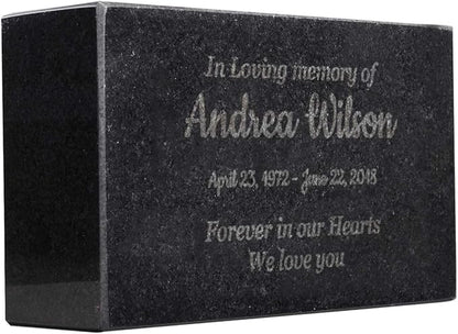 Customized In Loving Memory Black Granite Memorial or Sympathy Gift. Offered in a Variety of Sizes to Meet your Needs and Budget (7 x 4 x 2")