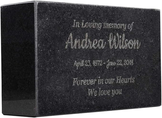 Customized In Loving Memory Black Granite Memorial or Sympathy Gift. Offered in a Variety of Sizes to Meet your Needs and Budget (7 x 4 x 2")