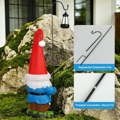 Enrichoice 39" Tall Large Garden Gnomes Outdoor with Solar Lantern, Weatherproof PVC Gnomes Decorations for Yard Statue with Ground Stake for Lawn, Pathway, Patio & Porch Decor (Excluding Battery)