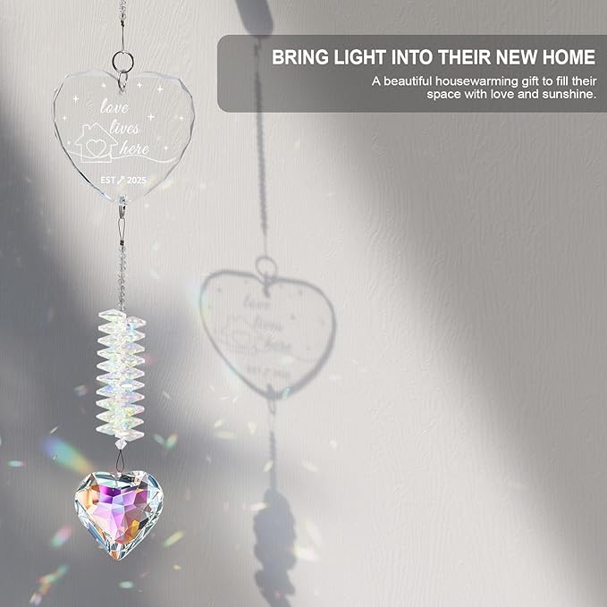 Housewarming Gift – Crystal Suncatcher New Home Ornament 2025 – First Home Gift for Couple, Window Hanging Decor, New Home Decoration for Women, Gifts for Homeowners, Home Decor