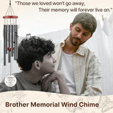 BeauGift Brother Memorial Gifts, 32" Ceramic Wind Chimes for Loss of Brother Sympathy Gifts, Bereavement Remembrance Memorial Gift for Loss of Brother