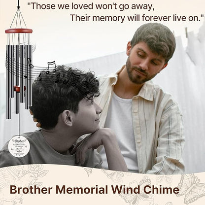 BeauGift Brother Memorial Gifts, 32" Ceramic Wind Chimes for Loss of Brother Sympathy Gifts, Bereavement Remembrance Memorial Gift for Loss of Brother