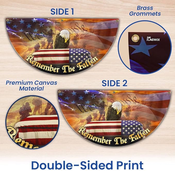 FLAGWIX American Army Veteran Flag - Non-Pleated American Fan Flag Bunting 1x3 ft - Veteran Gifts for Men Women, Patriotic 4th of July Memorial Day Decorations Outdoor for Home Garden Decor