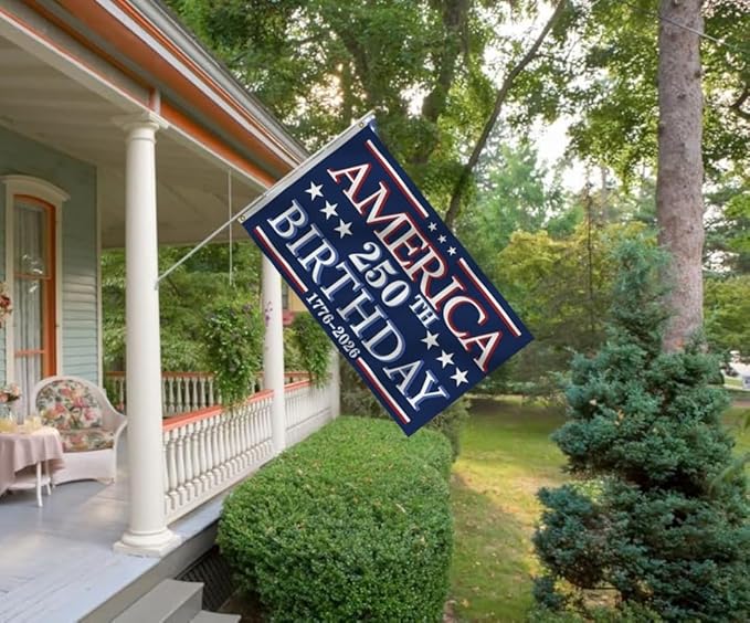 250 Years Of Freedom Blue Flags 6X10Ft, 250th Birthday Flag, Men Women Banner,Vibrant Colors, Double Stitched with 2 Brass Grommets, Bar Garden Street Decoration, GYM, Office Decor,Indoor Outdoor Use,Gifts. (Blue, 6x10ft)