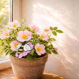 Bee Stained Glass Plant Pot Suncatcher - Handmade Real Glass Flower Pot Ornament for Planters - Indoor Outdoor Garden Décor - Unique Nature Gift for Women, Mom & Grandma