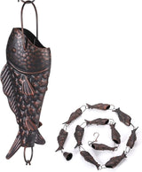Antique Bronze Rain Chain with Rainbow Trout for Heavy Rain, Functional and Decorative Replacement Downspout Chain for Outside, Rain Catcher Chain for Gutters, 8.5FT